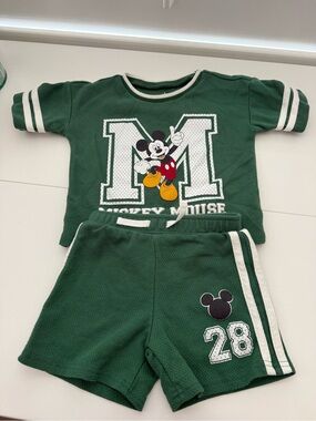 Disney Baby Green Knit Sweater Top with Cream Trim